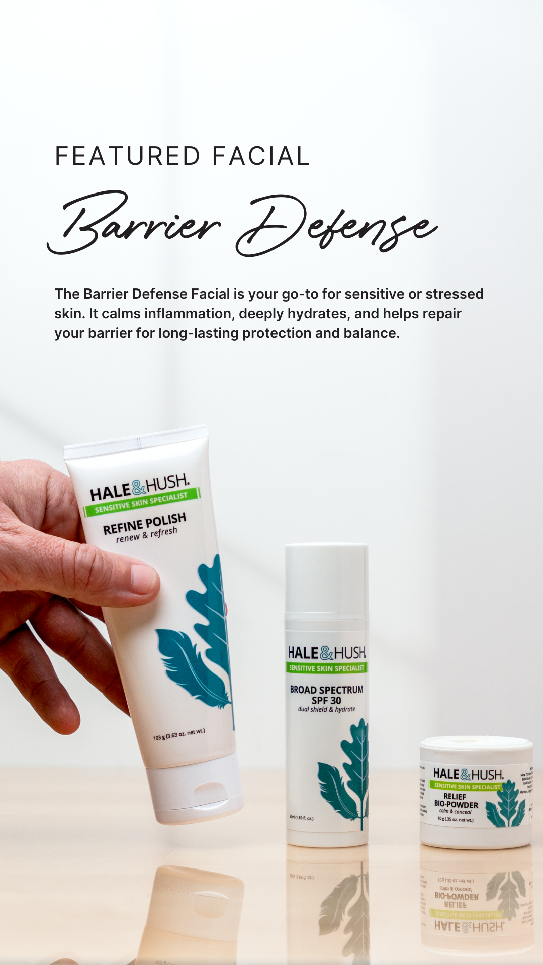 April 25 Facial Story December Featured Facial info with three featured products