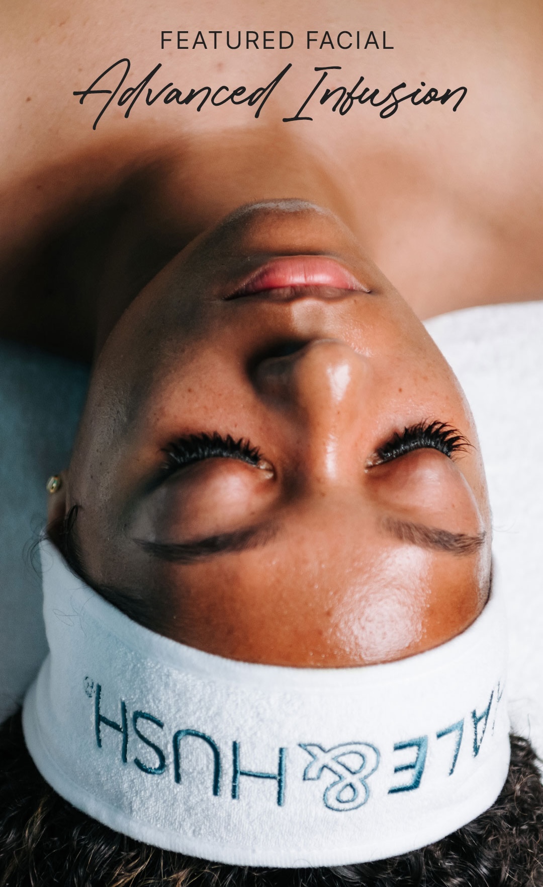 Woman laying on a facial table
